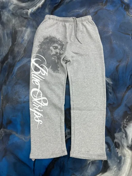 Blue Strips LA BS Jesus Sweatpants Cursive