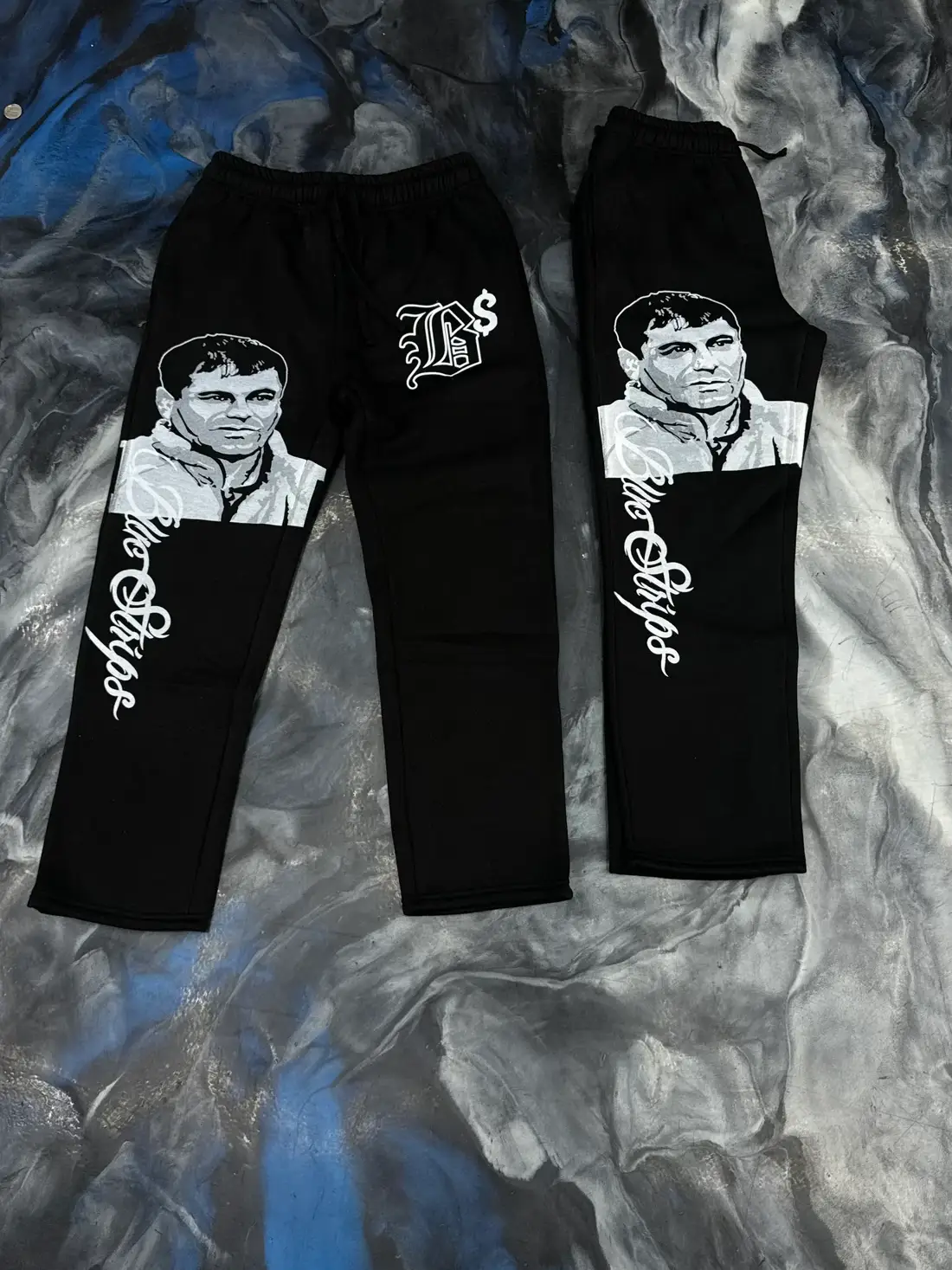 Blue Strips LA Chapo Sweatpants BS Cursive Blue Strips LA Chapo Sweatpants BS Cursive