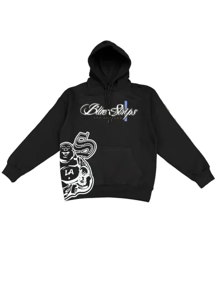 Blue Strips LA B$ Hoodie BLK