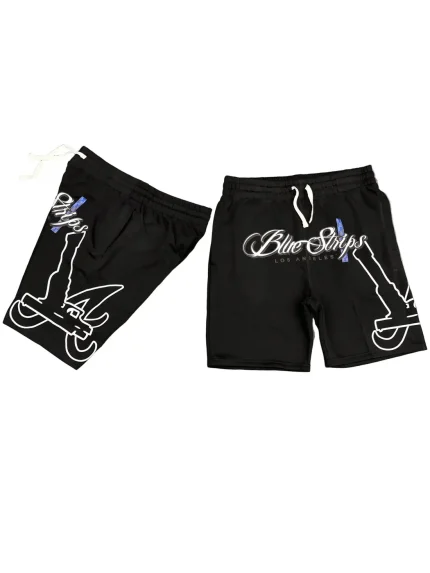 Blue Strips LA Glock B$ Mesh Shorts Blk (1)