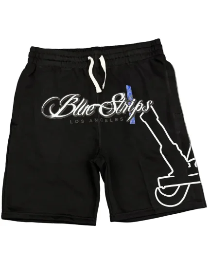 Blue Strips LA Glock B$ Mesh Shorts Blk (2)