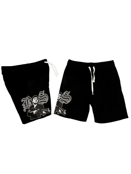 Blue Strips LA Scarface B$ Mesh Shorts BLK (1)