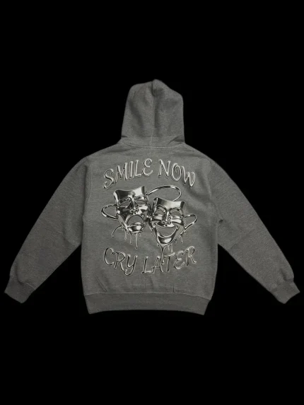 Blue Strips LA Smile Now Cry Later Gry Hoodie (2)