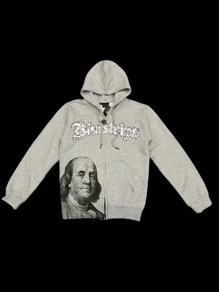 SDL x Bluestrips Rhinestone Gry Hoodie #Buddha (1)